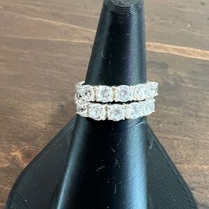 Classic Crystal Eternity Band Set - Silver Tone